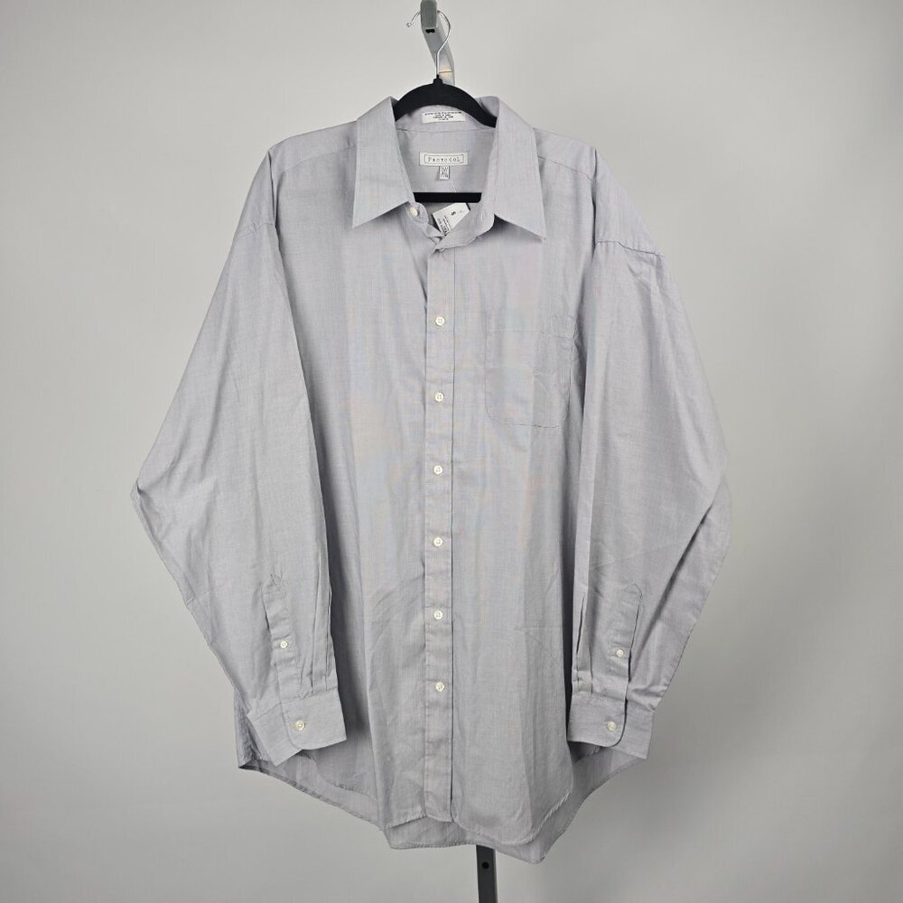 Protocol Grey Cotton Button Up Shirt Size Tall/18 1/2  37/38